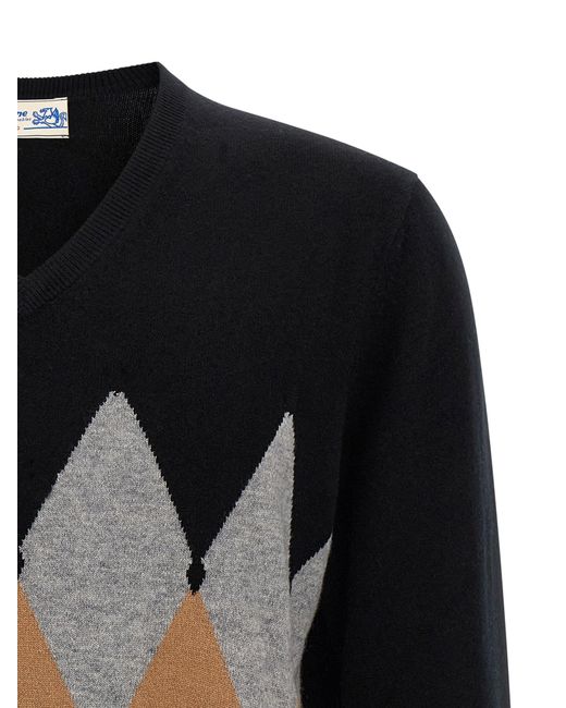 Suéter de patrón de argyle Ballantyne de hombre de color Black