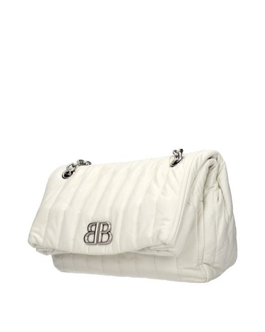 Balenciaga Natural Monaco Shoulder Bag Leather/Off