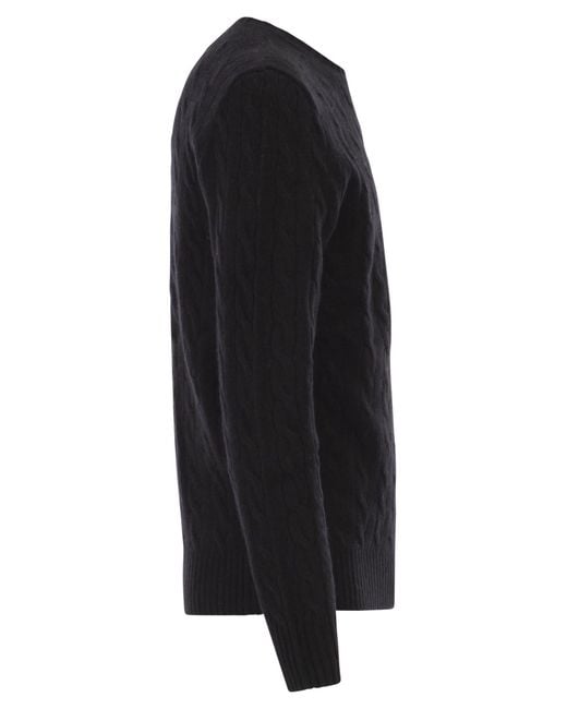 Polo Ralph Lauren Black Wool And Cashmere Cable-Knit Sweater for men