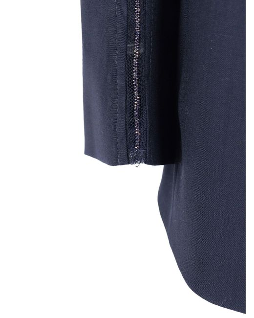 Fabiana Filippi Blue Bistretch Wool Single Breasted Jacket With Filo Diamante
