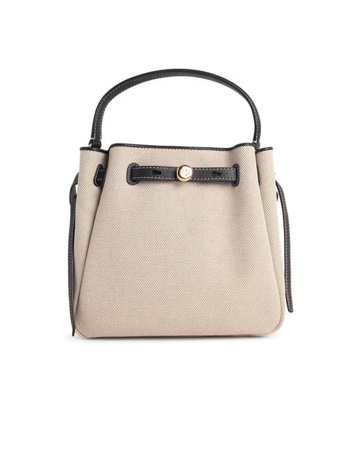 Tory Burch Natural Small 'Romy Canvas Bucket' Cotton Bag