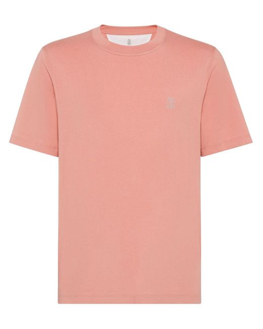 Brunello Cucinelli T-Shirt Met Logoprint in het Pink voor heren