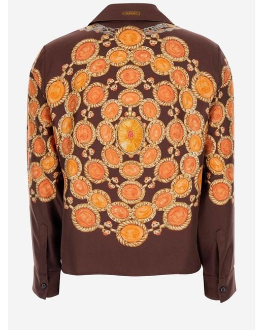 Versace Brown Printed Silk Shirt