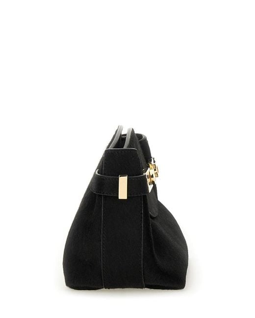 Ferragamo Black Mini Clutch With Short Hair Calf Detail