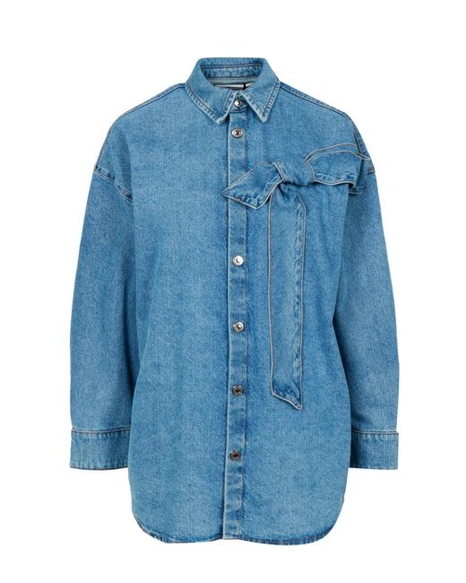MSGM Overhemden Medium Denim in het Blue