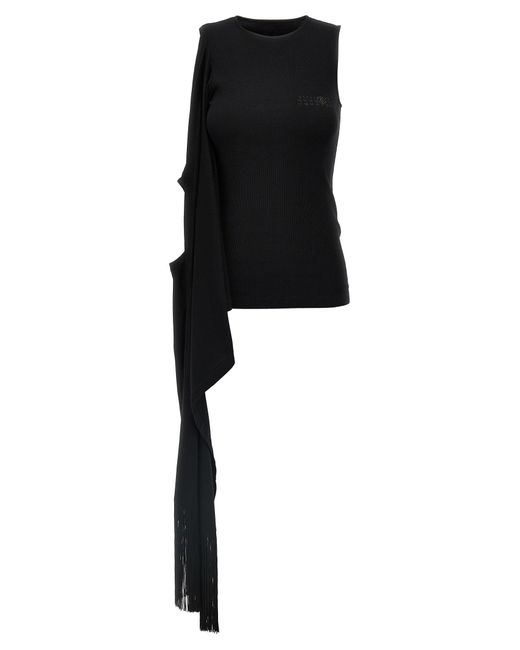 MM6 by Maison Margiela Draped Top in het Black