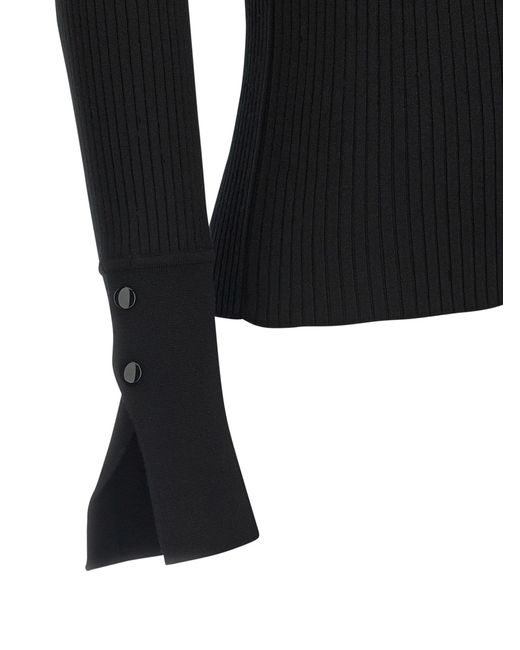 Courreges Black 'Classic Rib' Polo Shirt