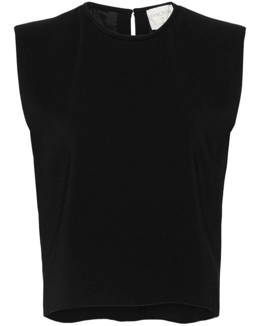 Forte_forte Black Stretch Crepe Cady Boxy Top
