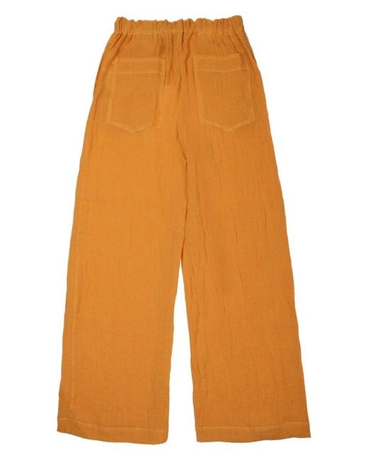 120% Lino Orange Elegant Trousers