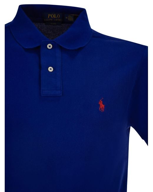 Polo Ralph Lauren Blue Slim Fit Mesh Polo Shirt