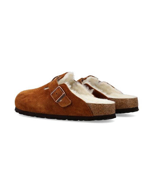 Birkenstock Brown Boston Shearling Sandals for men