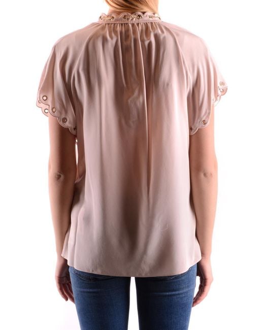 Michael Kors Pink Silk Blouse With Flutter Sleeves