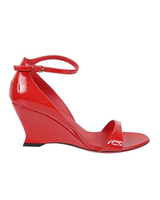 Ferragamo Red Vidette Leather Wedge Sandal