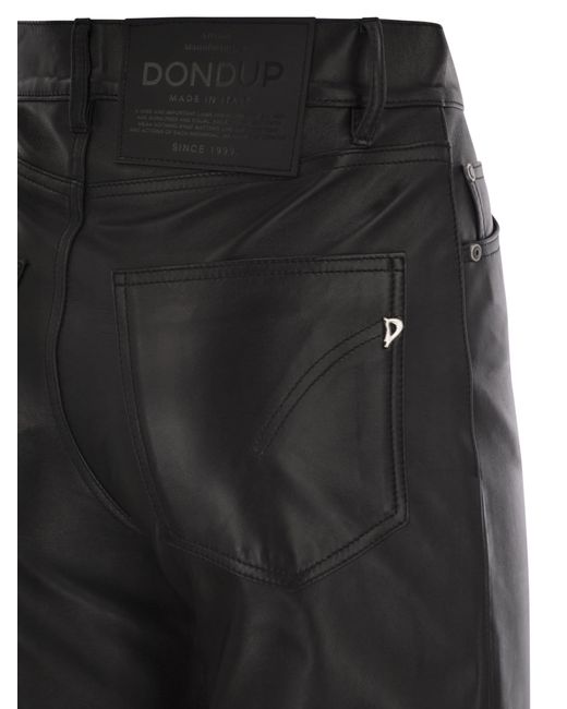 Dondup Black Amber Wide Leg Lambskin Trousers