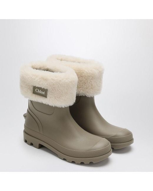 Chloé Natural Chloé Vetiver Rubber Boots