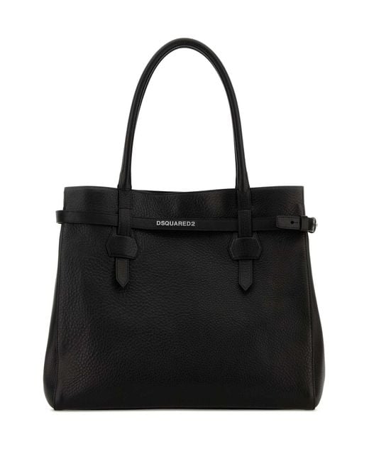 DSquared² Black Leather Twin Shopping Bag