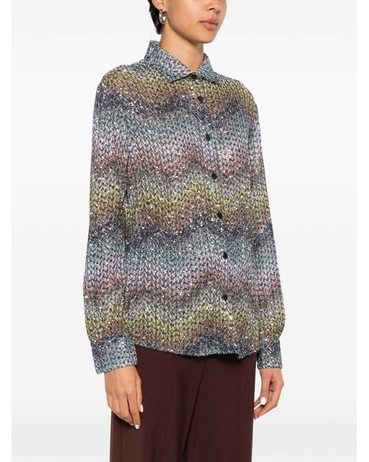 Missoni Gray Zig Zag Print Shirt