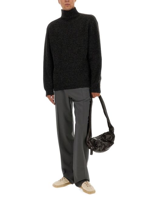 Lemaire Black Ribbed Turtleneck Sweater for men