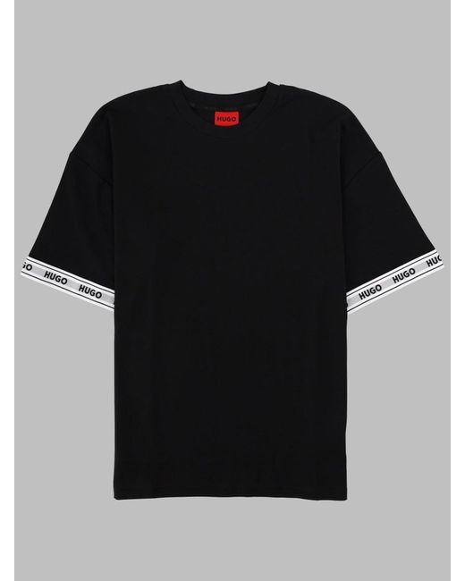 HUGO Black T Shirt "Tade" Con Logo