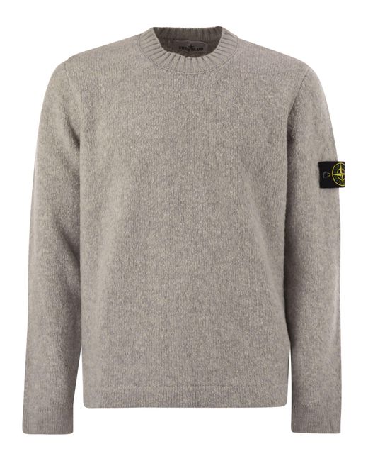 Stone Island Round Neck Jumper Met Gaasachtige Textuur in het Gray