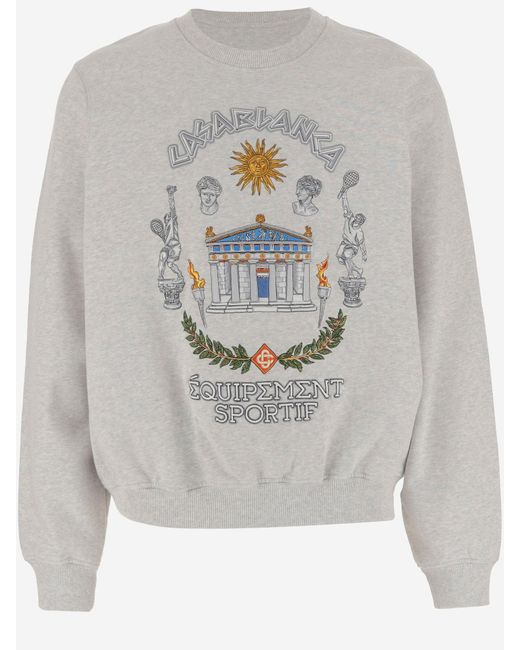 Casablanca Gray Stretch Cotton Sweatshirt With Print for men