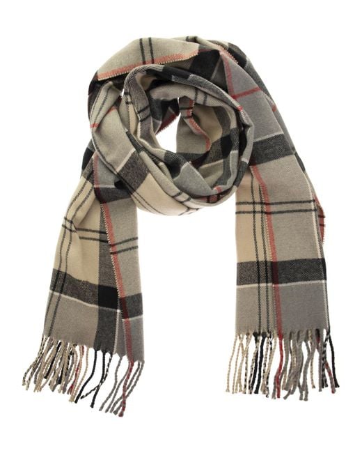 Barbour Gray Scarf With Tartan Pattern for men
