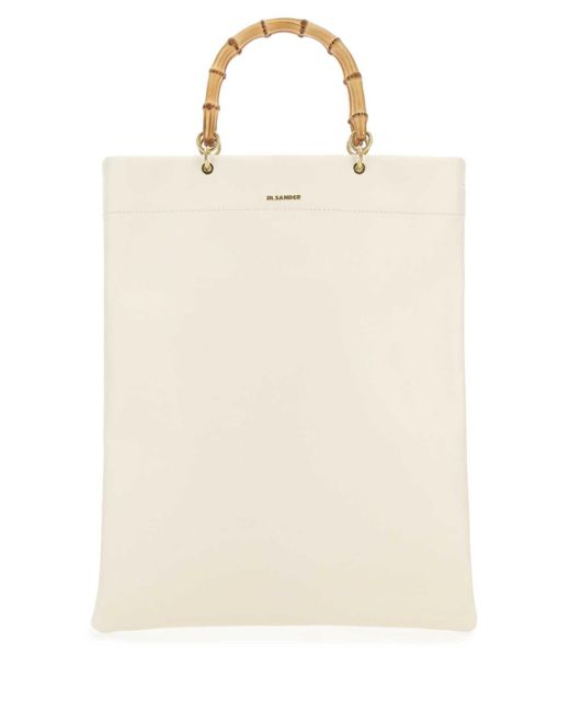 Jil Sander Natural Ivory Leather Medium Shopping Bag