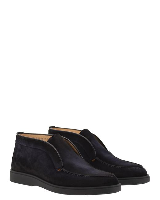Santoni White Suede Leather Desert Boot for men