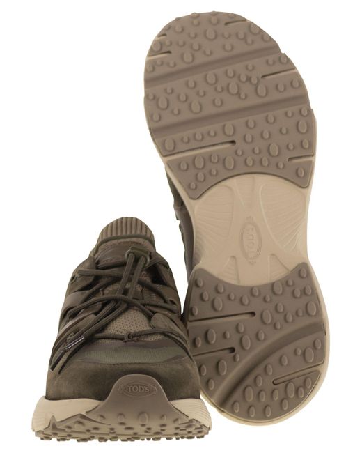 Tod's Brown Leather And Technical Fabric Sneakers for men
