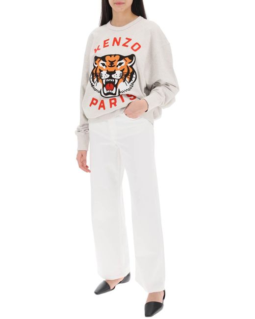 KENZO White 'Lucky Tiger' übergroßes Sweatshirt