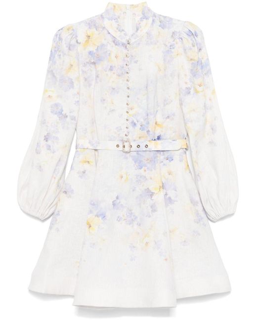 Zimmermann Crush Short Jurk in het White