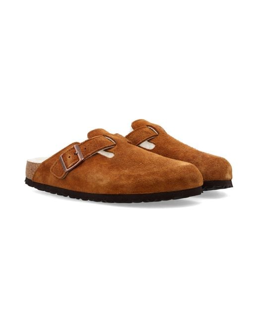 Birkenstock Brown Boston Shearling Sandals for men