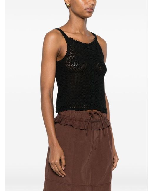 DUNST Black Linen And Cotton Blend Top