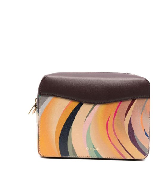 Paul Smith Black Wirbte Leder -Crossbody -Tasche