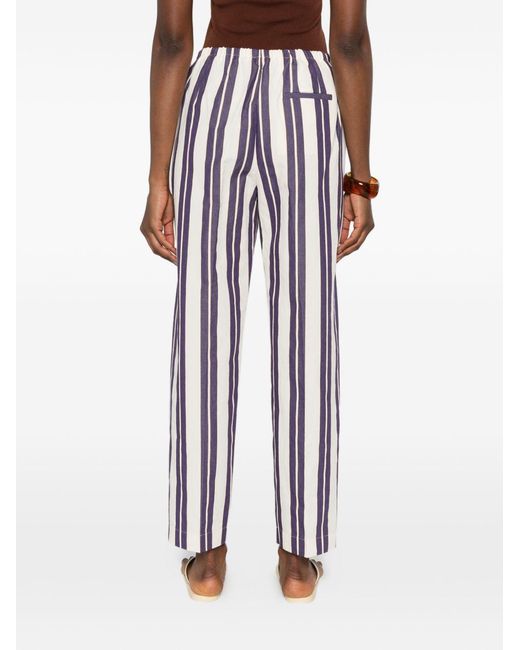 Forte_forte White Striped Drawstring Trousers