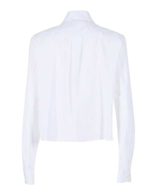 Fabiana Filippi White Boxy Poplin Shirt With Stone Embellished Collar