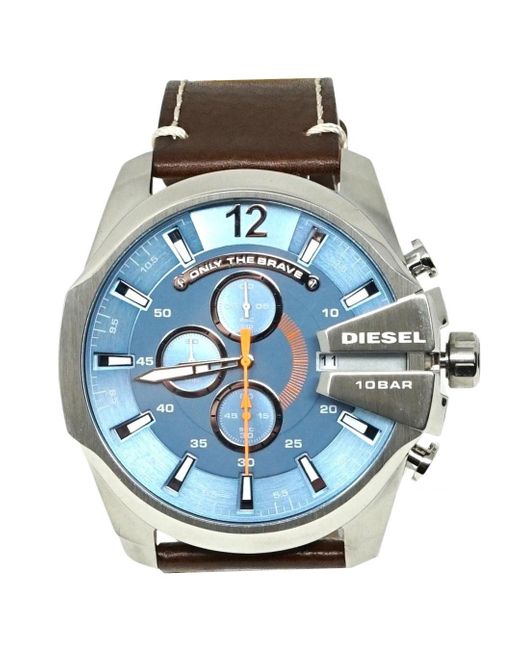 Montre DZ4458 Mega Chief chronographe avec bracelet en cuir marron DIESEL  pour homme en coloris Bleu | Lyst
