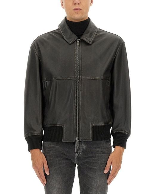 Boss Lederen Jas in het Gray