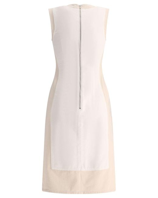 Max Mara White "Yang" Doppelfarbe ärmellose Kleid