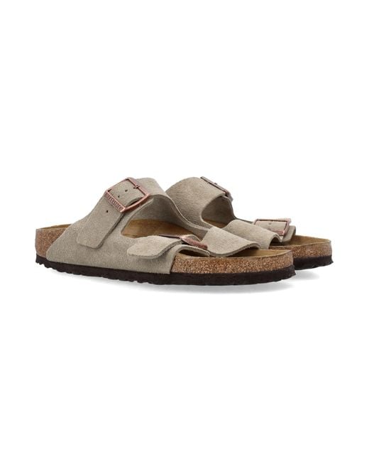 Birkenstock White Arizona Suede Sandals