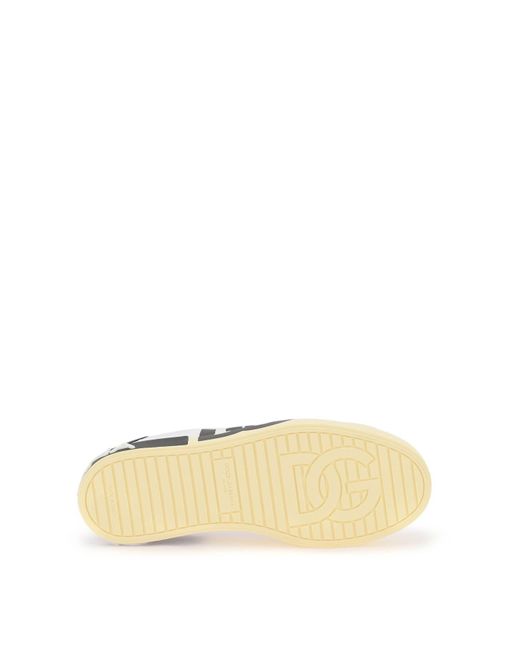 Zapatillas Portofino de cuero con logotipo DG Dolce & Gabbana de hombre de color White