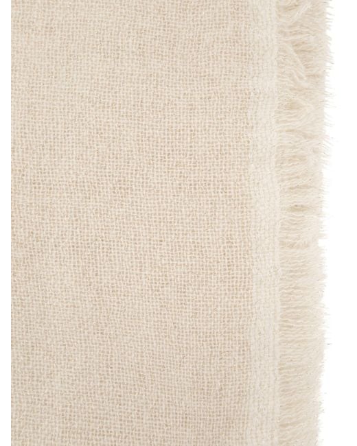 Fabiana Filippi White Wool And Cashmere Scarf With Metallic Details