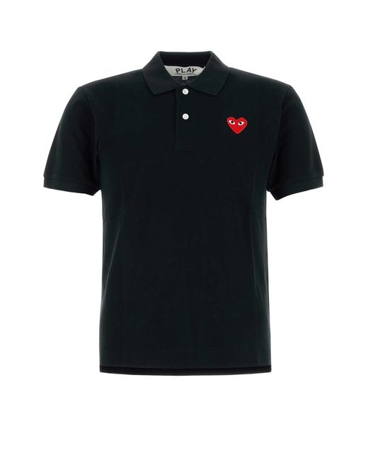 COMME DES GARÇONS PLAY Black Piquet Polo Shirt