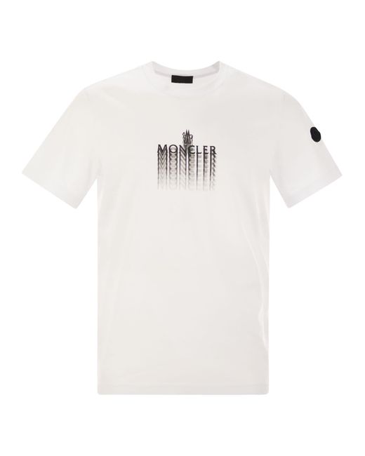 Camisa de algodón con logotipo sombreado Moncler de hombre de color White