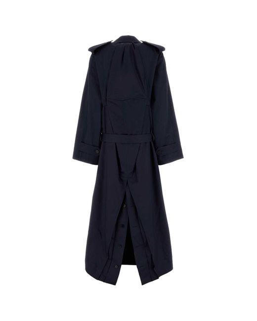 Balenciaga Blue Cotton Oversize Trench Coat