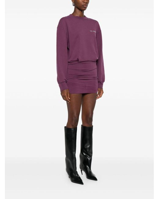 The Attico Purple Fitted Dress With Rubberised Logo Detail