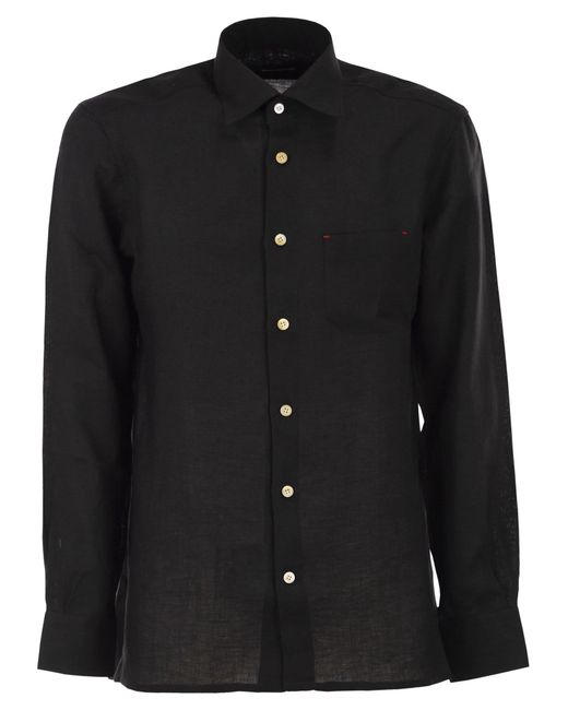 Kiton Black Tailored Linen Shirt for men