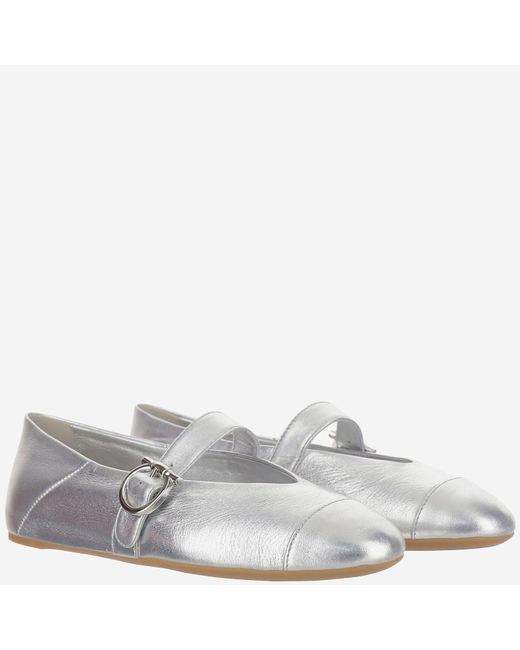 Ferragamo White Ballet Flats Ornament Hooks