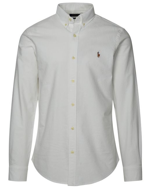 Polo Ralph Lauren Gray Oxford Hemd in weißer Baumwolle