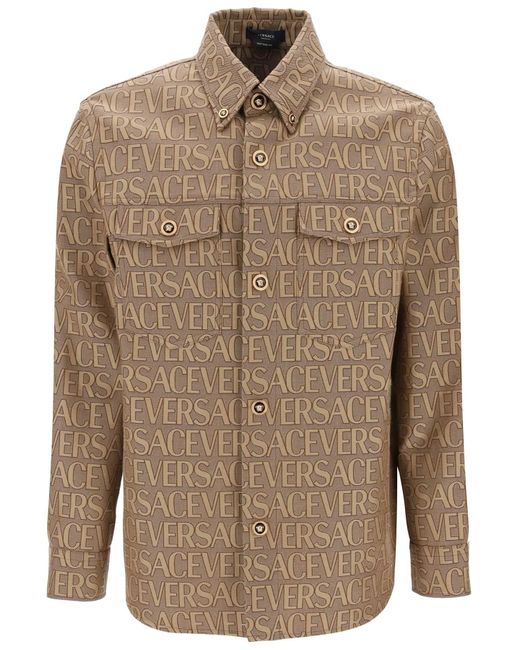 Versace Allover Overshirtjacke in Brown für Herren